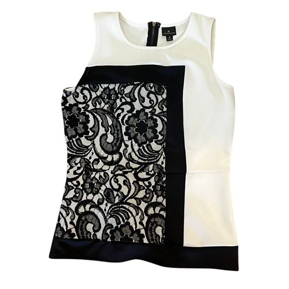 Worthington white and black lace top size M Classy Business Sophisticated - Picture 1 of 6